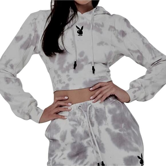 Misguided x Playboy bunny 10 Tie Dye cropped hoodie SP 2892 - Picture 1 of 11